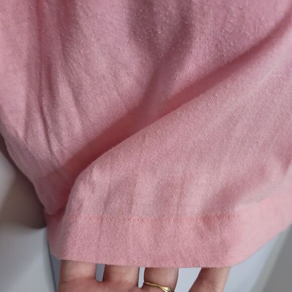 VINTAGE‎ 80s crop top t-shirt pink single stitch ringer Rehoboth Beach M - Picture 5 of 9